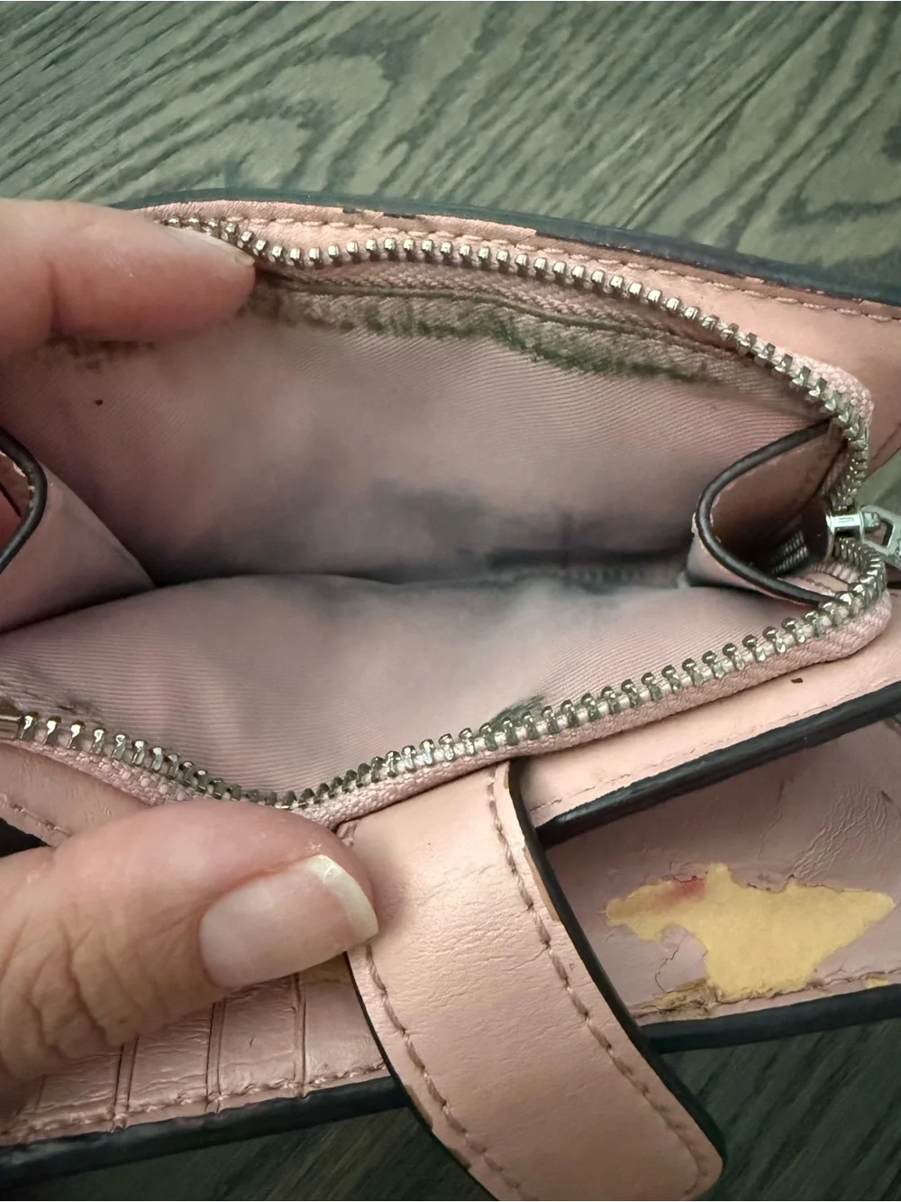 Coach Signature Canvas Compact Wallet - Brown with Pink Trim. Rehab/fair